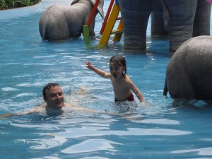 Hana and Daddy in the pool