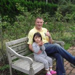 Hana and Dad on a bench